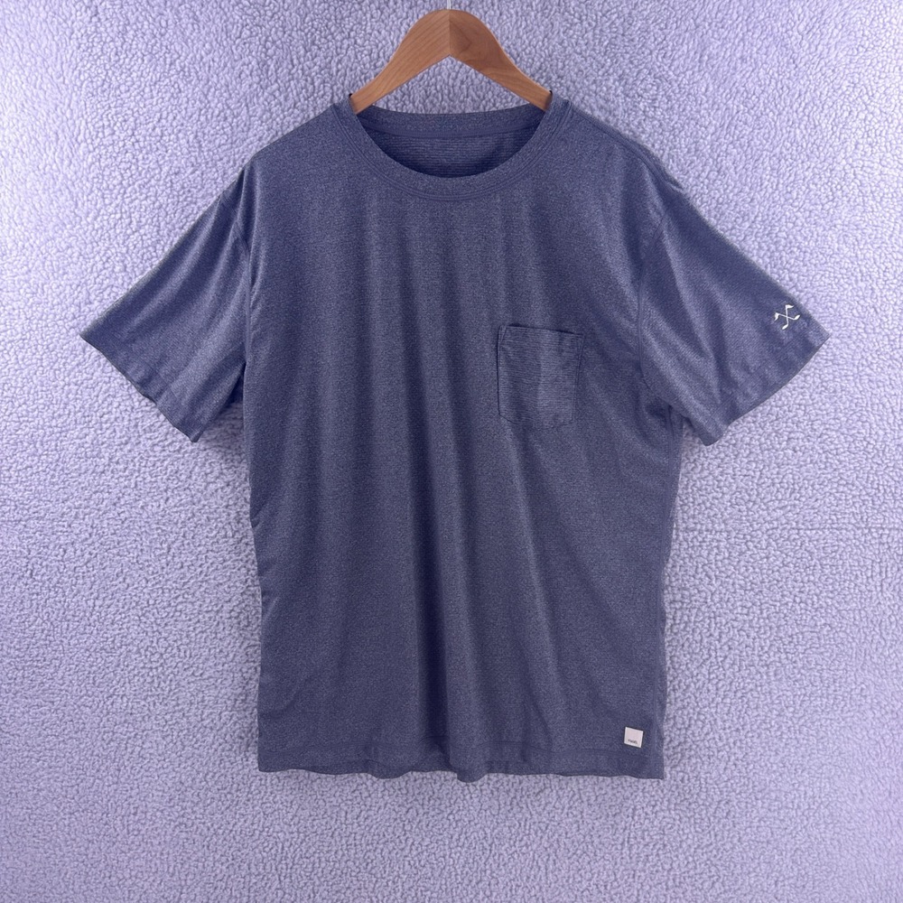 Vuori Mens Gray Heather Performance Pocket T-Shirt Golf Compass Logo Size XL